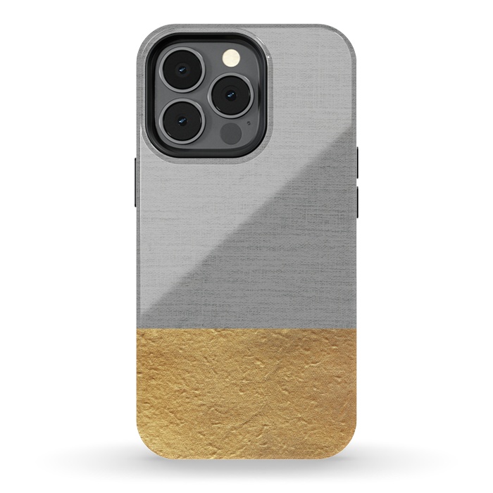 iPhone 13 pro StrongFit Color Blocked Gold and Grey by Caitlin Workman