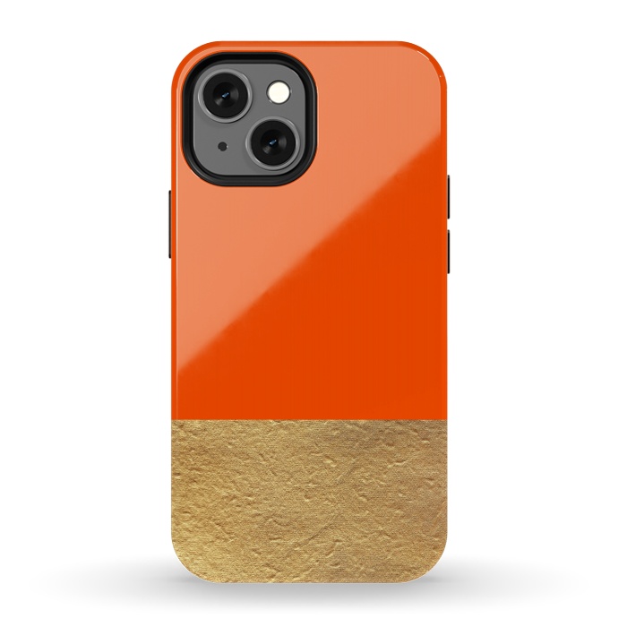 iPhone 13 mini StrongFit Color Block Red and Gold by Caitlin Workman