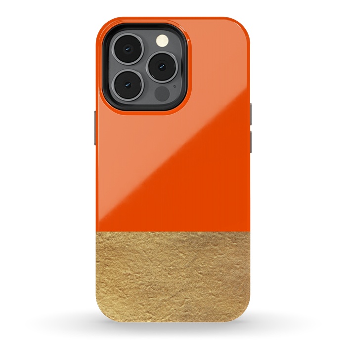 iPhone 13 pro StrongFit Color Block Red and Gold by Caitlin Workman