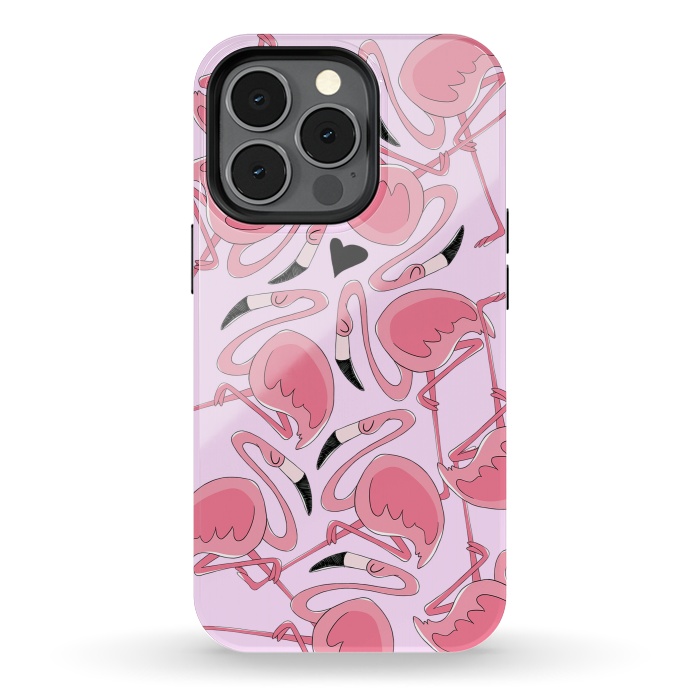 iPhone 13 pro StrongFit Flamingo Love by Alice De Marco