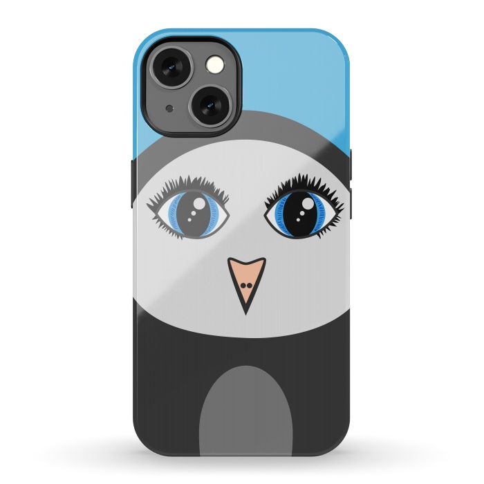 iPhone 13 StrongFit Cute Cartoon Geometric Penguin Face by Boriana Giormova