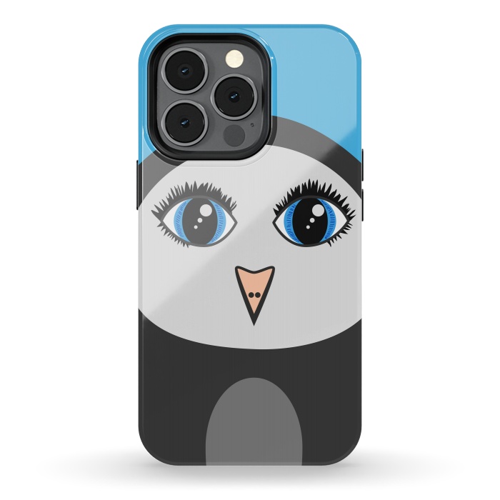 iPhone 13 pro StrongFit Cute Cartoon Geometric Penguin Face by Boriana Giormova