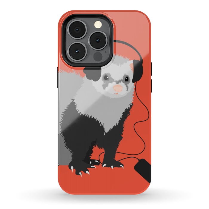 iPhone 13 pro StrongFit Funny Music Lover Ferret by Boriana Giormova