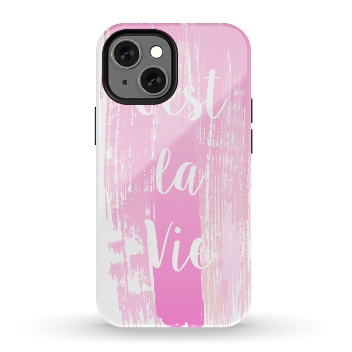 iPhone 13 mini StrongFit C'est la vie pink watercolour by Martina