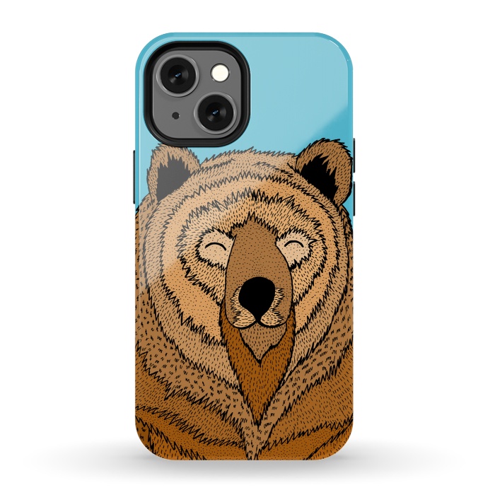 iPhone 13 mini StrongFit Happy Bear by Steve Wade (Swade)