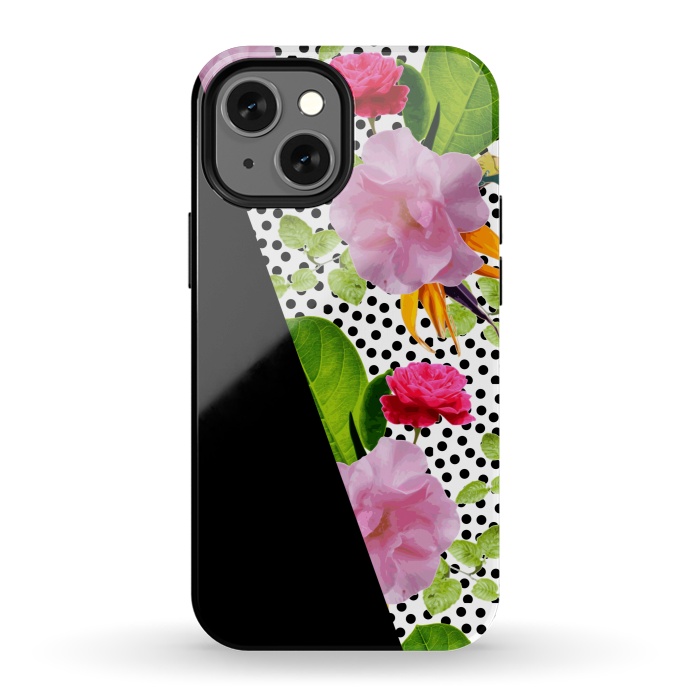 iPhone 13 mini StrongFit Dark Floral Polka by Zala Farah