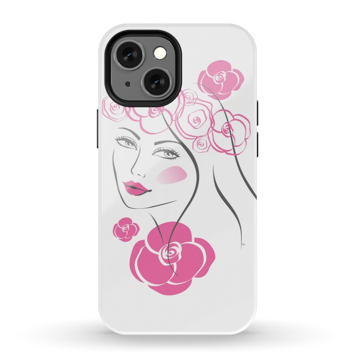 iPhone 13 mini StrongFit Pink Rose Lady by Martina