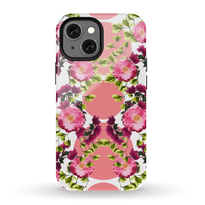 iPhone 13 mini StrongFit Symmetrical Pink Floral Print by Zala Farah