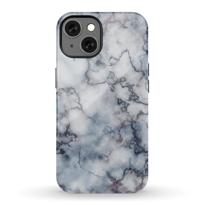 iPhone 13 StrongFit Blue and Silver Veined Marble by CatJello