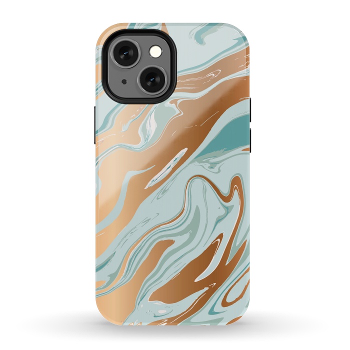 iPhone 13 mini StrongFit Liquid Green Marble and Gold 006 by Jelena Obradovic