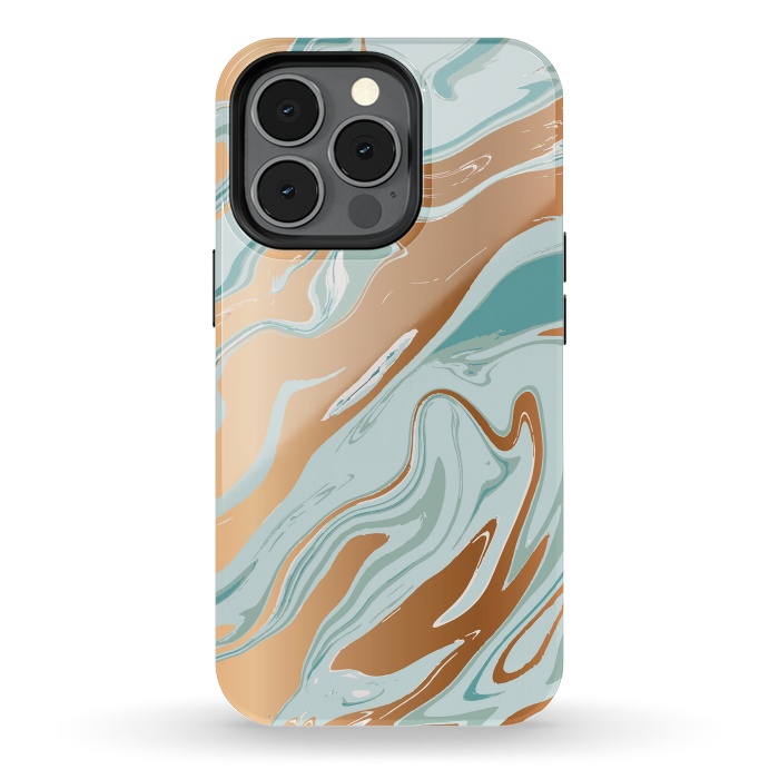 iPhone 13 pro StrongFit Liquid Green Marble and Gold 006 by Jelena Obradovic