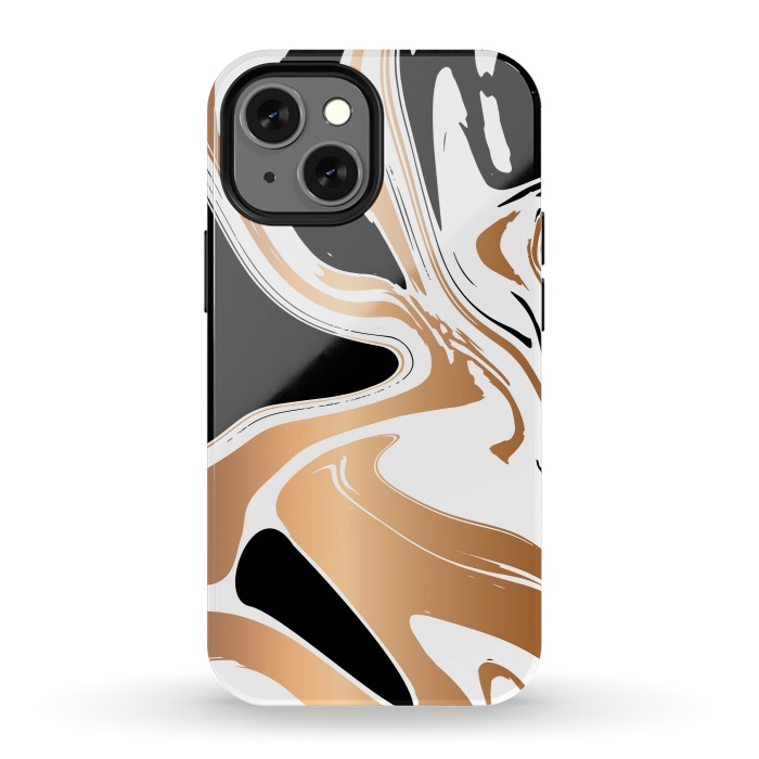 iPhone 13 mini StrongFit Black and Gold Marble 027 by Jelena Obradovic
