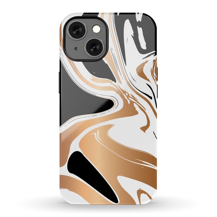 iPhone 13 StrongFit Black and Gold Marble 027 by Jelena Obradovic