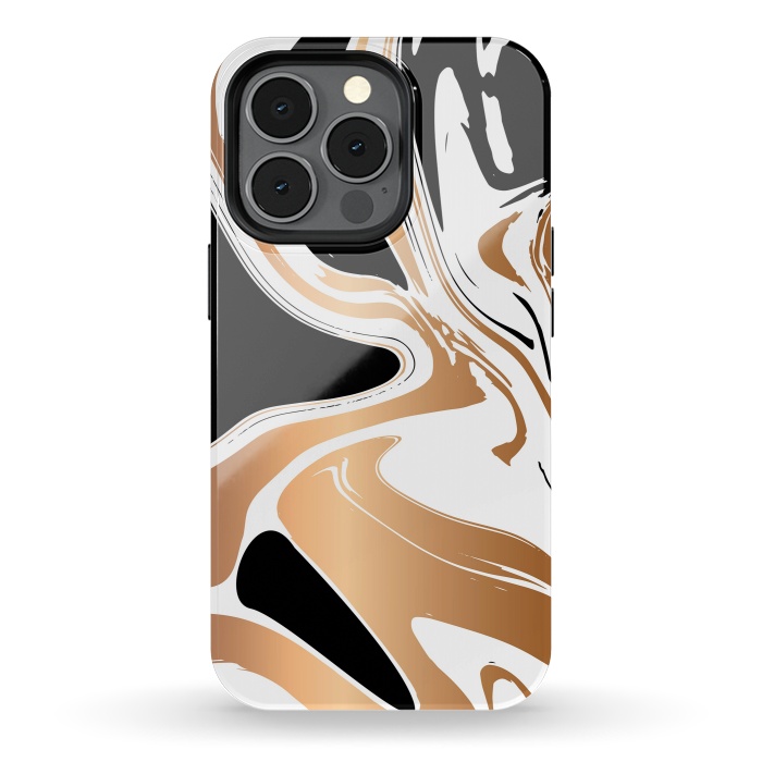 iPhone 13 pro StrongFit Black and Gold Marble 027 by Jelena Obradovic