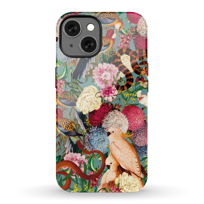 iPhone 13 StrongFit Floral and Animals pattern by Burcu Korkmazyurek