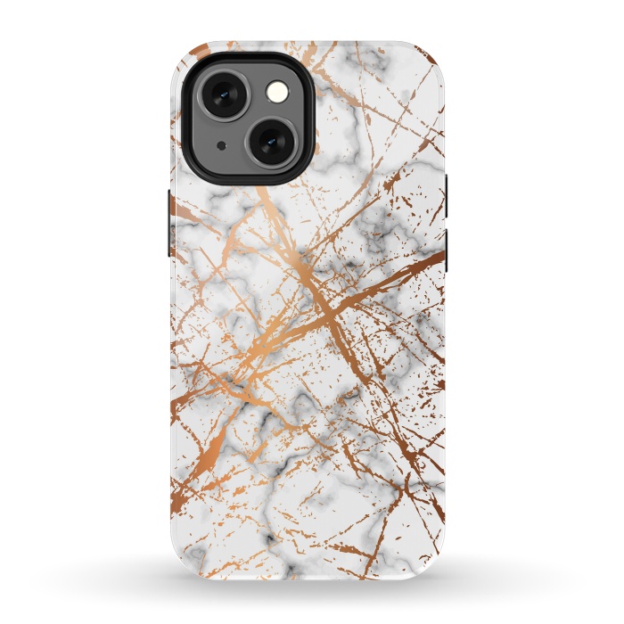 iPhone 13 mini StrongFit Marble Texture and Gold Splatter 039 by Jelena Obradovic