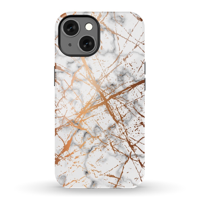 iPhone 13 StrongFit Marble Texture and Gold Splatter 039 by Jelena Obradovic