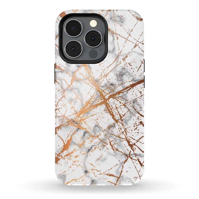 iPhone 13 pro StrongFit Marble Texture and Gold Splatter 039 by Jelena Obradovic
