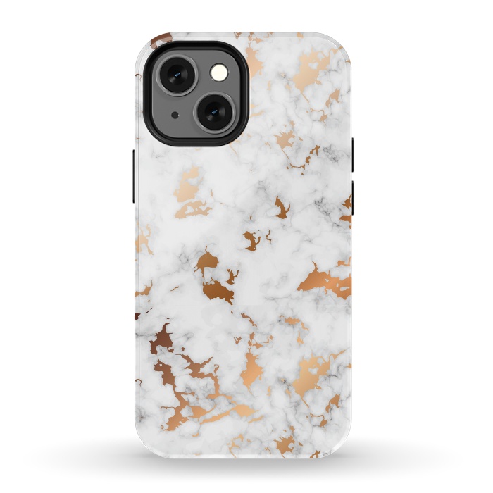iPhone 13 mini StrongFit Marble Texture with Gold Splatter 040 by Jelena Obradovic