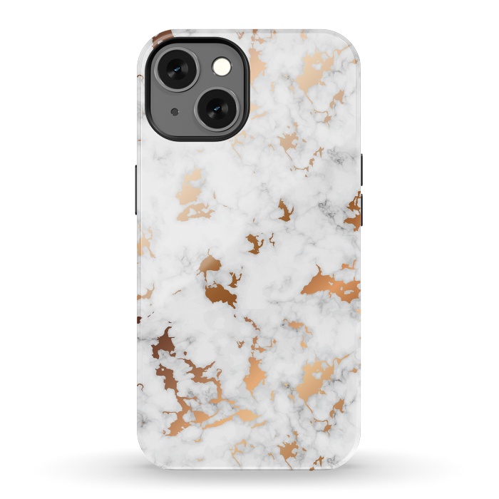 iPhone 13 StrongFit Marble Texture with Gold Splatter 040 by Jelena Obradovic