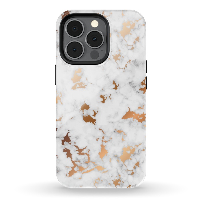 iPhone 13 pro StrongFit Marble Texture with Gold Splatter 040 by Jelena Obradovic