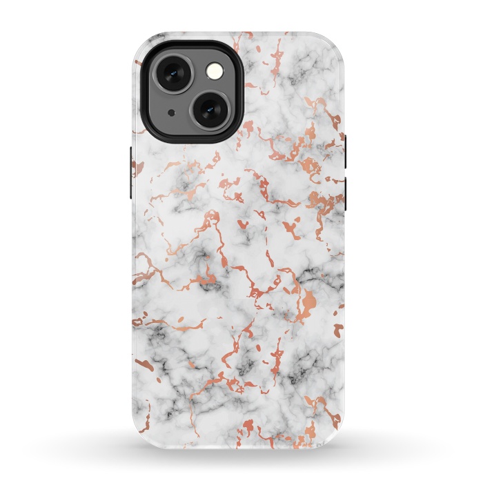iPhone 13 mini StrongFit Marble Texture with Copper Splatter 041 by Jelena Obradovic
