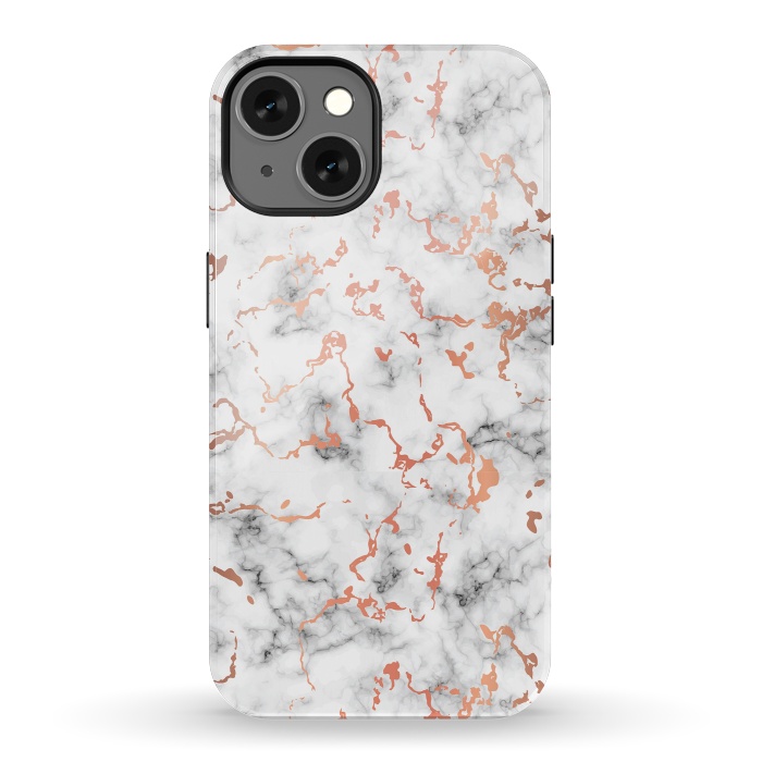 iPhone 13 StrongFit Marble Texture with Copper Splatter 041 by Jelena Obradovic