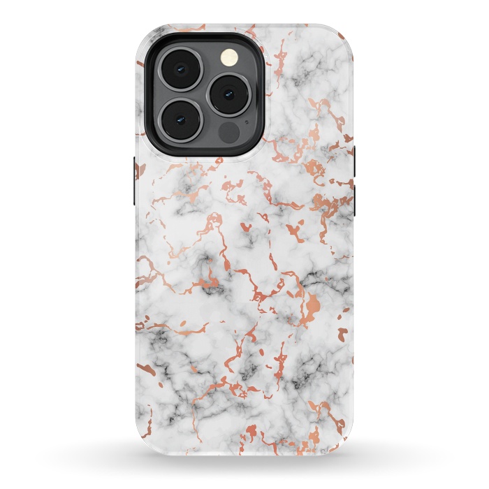 iPhone 13 pro StrongFit Marble Texture with Copper Splatter 041 by Jelena Obradovic