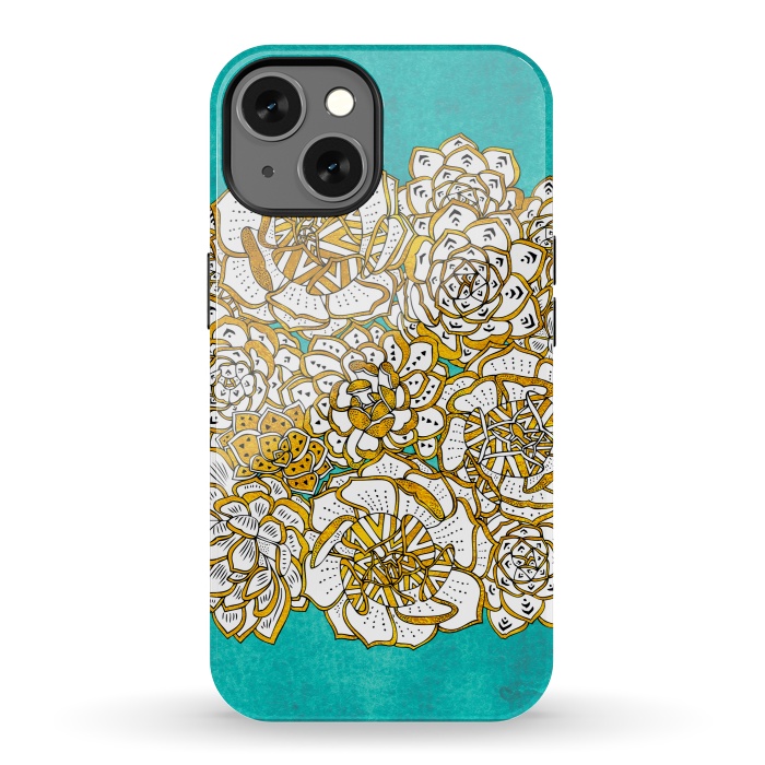 iPhone 13 StrongFit Bohemian Succulents by Pom Graphic Design