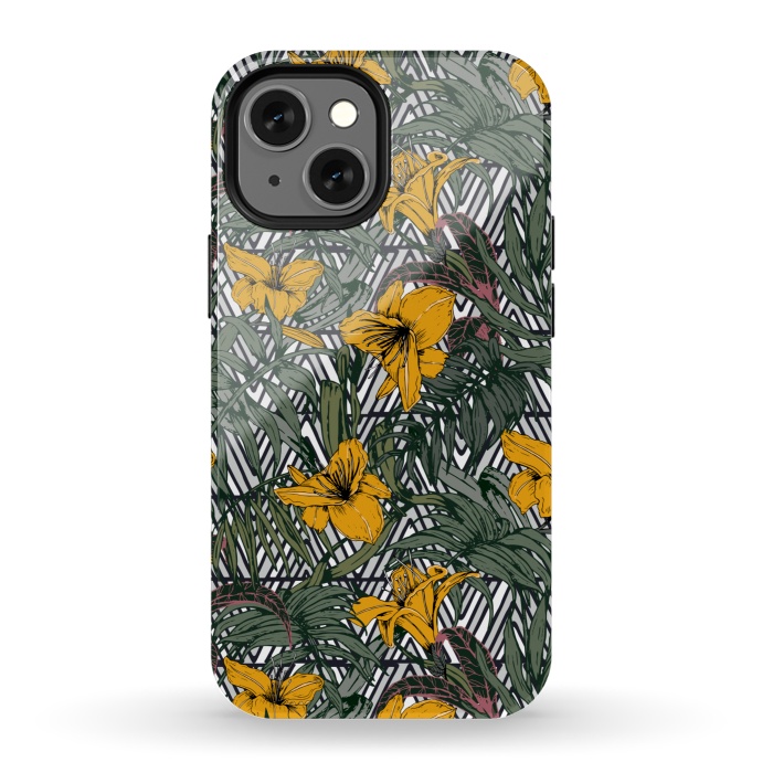 iPhone 13 mini StrongFit Tribal tropical bloom by Mmartabc