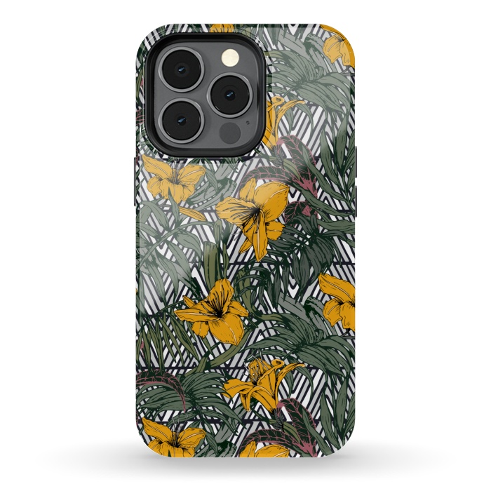 iPhone 13 pro StrongFit Tribal tropical bloom by Mmartabc