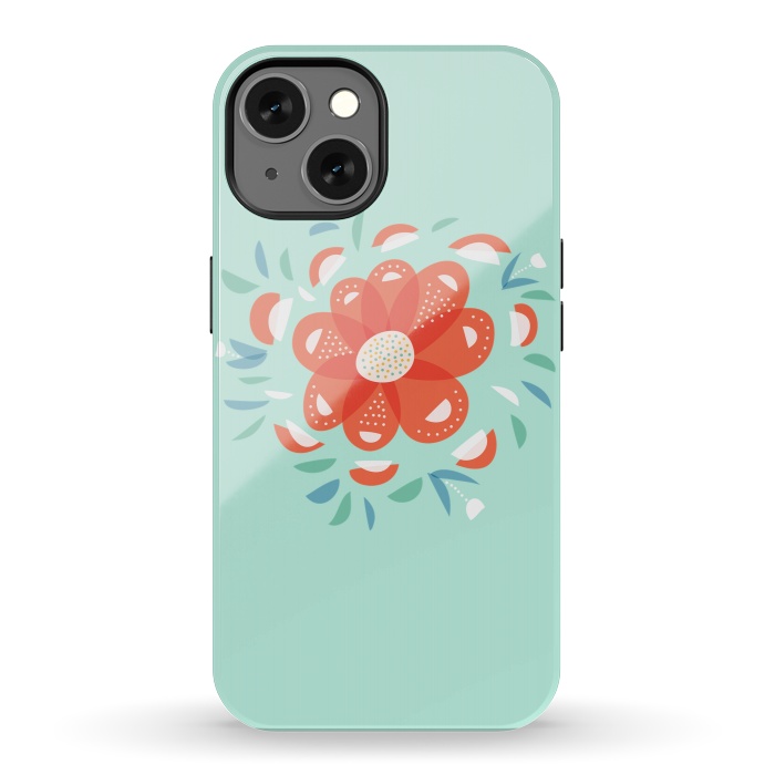 iPhone 13 StrongFit Whimsical Decorative Red Flower by Boriana Giormova