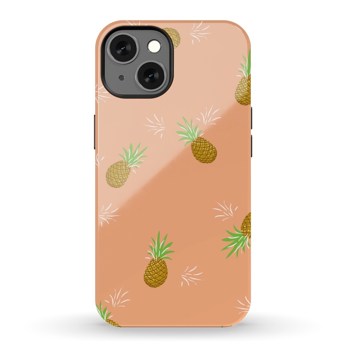 iPhone 13 StrongFit Pineapples in Guava by Zoe Charlotte