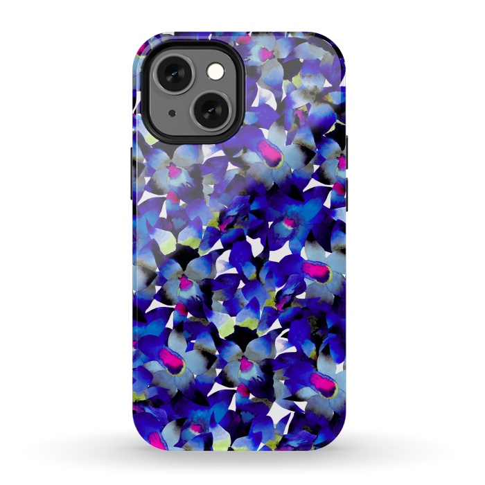 iPhone 13 mini StrongFit Indigo Floral by Amaya Brydon