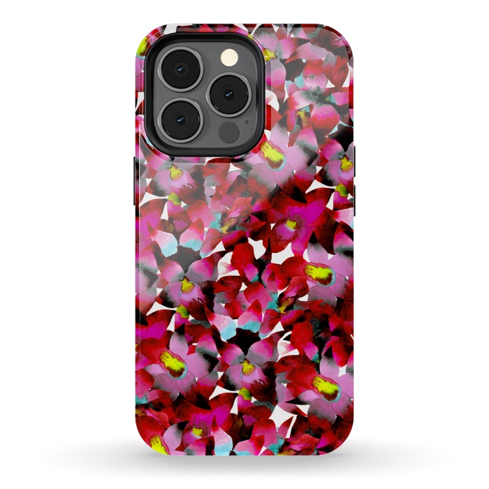 iPhone 13 pro StrongFit Red Floral by Amaya Brydon