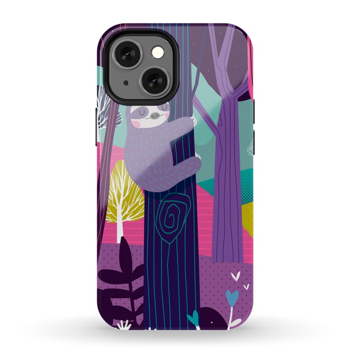 iPhone 13 mini StrongFit Sloth in the woods by Maria Jose Da Luz
