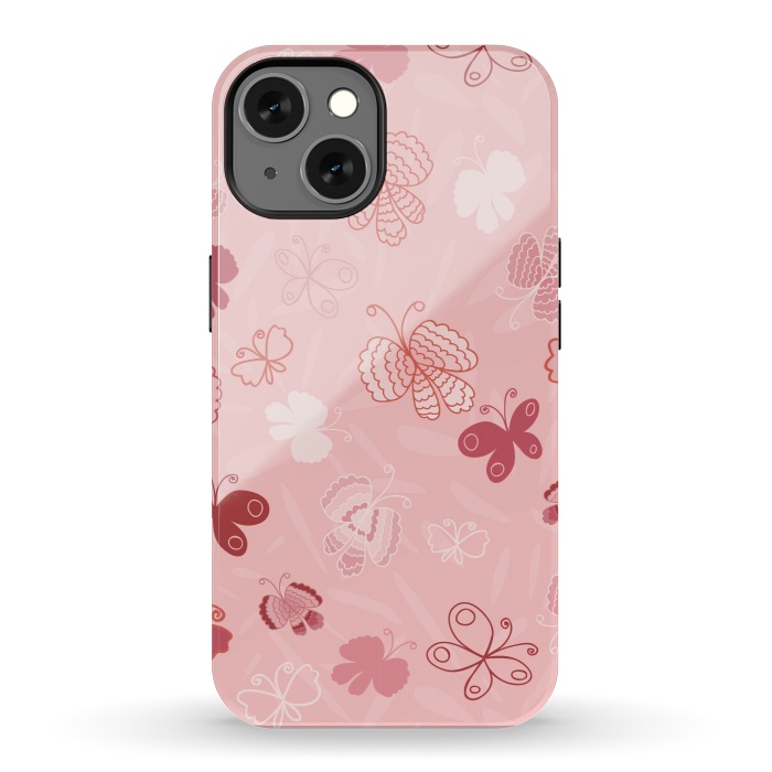 iPhone 13 StrongFit Pretty Butterflies on Light Pink by Paula Ohreen