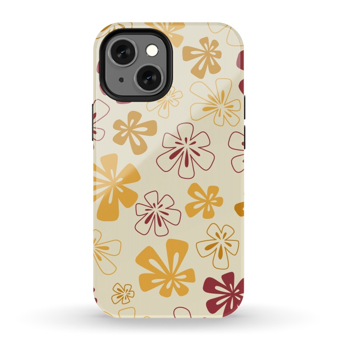 iPhone 13 mini StrongFit Gold Funky Flowers by Paula Ohreen