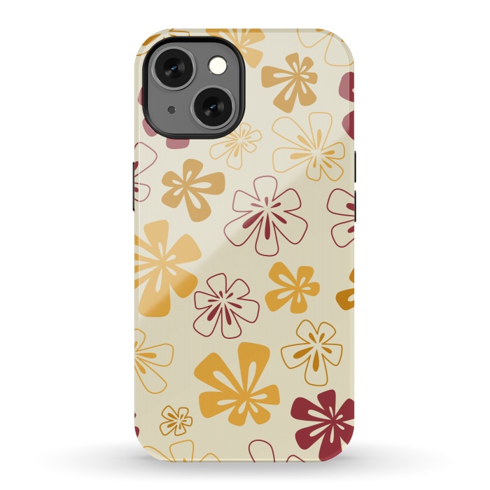 iPhone 13 StrongFit Gold Funky Flowers by Paula Ohreen