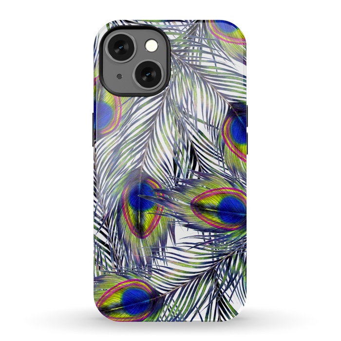 iPhone 13 StrongFit Peacock Feathers Pattern by ECMazur 