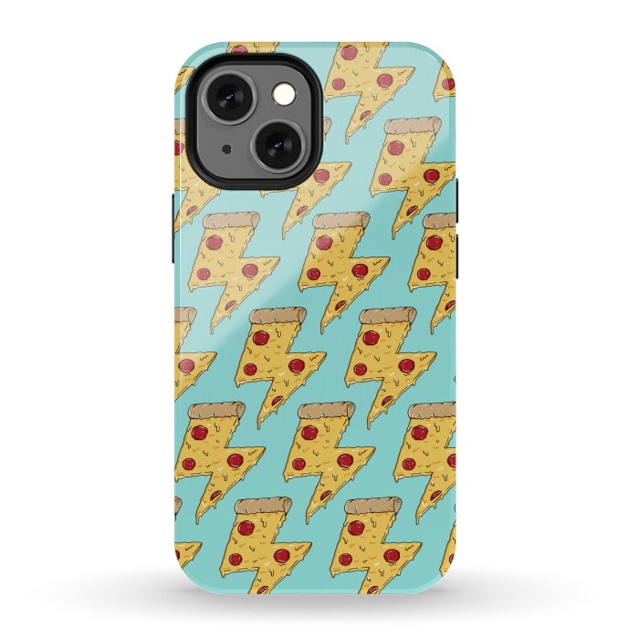 iPhone 13 mini StrongFit Pizza Power Pattern Green by Coffee Man