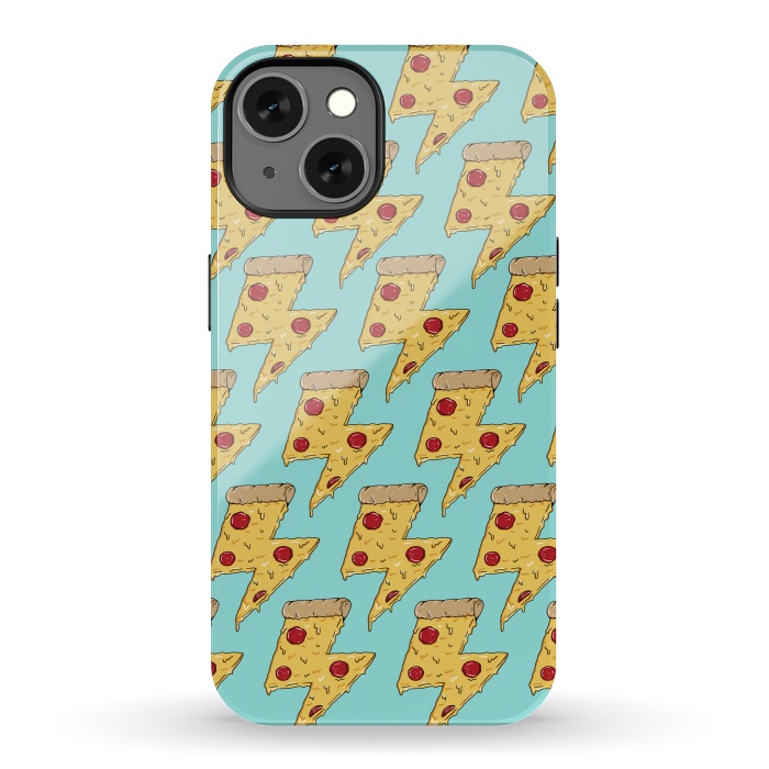 iPhone 13 StrongFit Pizza Power Pattern Green by Coffee Man