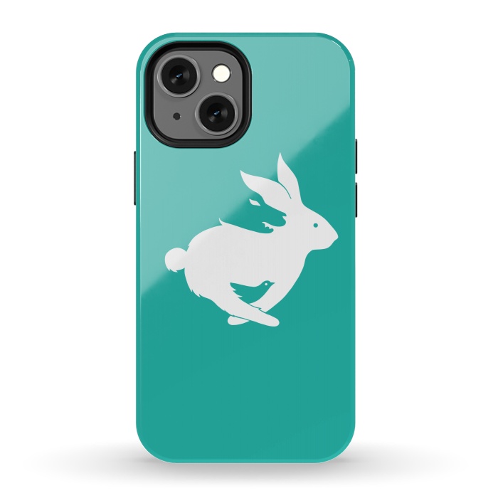 iPhone 13 mini StrongFit Run Rabbit Green by Coffee Man
