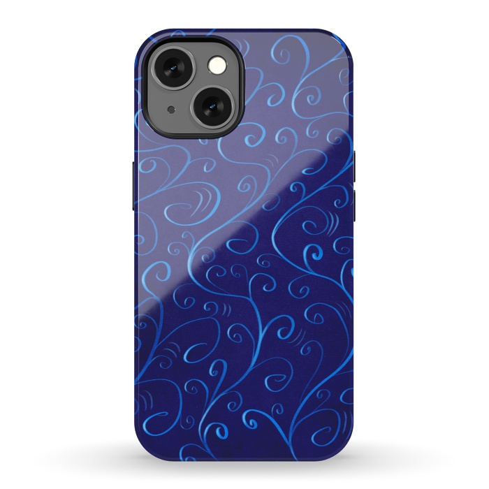 iPhone 13 StrongFit Beautiful Glowing Blue Swirls by Boriana Giormova