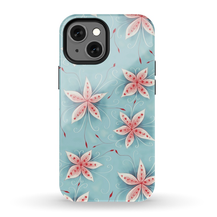 iPhone 13 mini StrongFit Beautiful Abstract Flowers In Red And White by Boriana Giormova