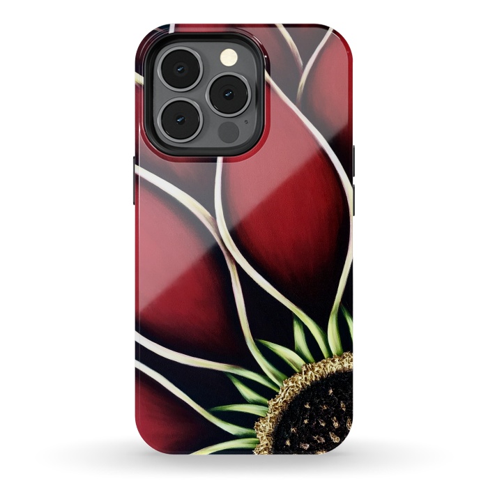 iPhone 13 pro StrongFit Red Dahlia by Denise Cassidy Wood