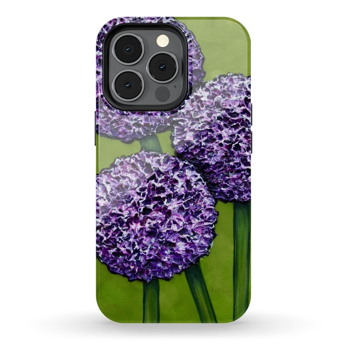 iPhone 13 pro StrongFit Purple Allium by Denise Cassidy Wood