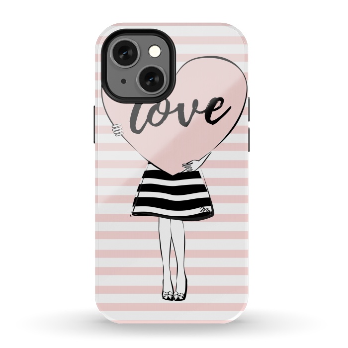 iPhone 13 mini StrongFit Pink Heart Love by Martina