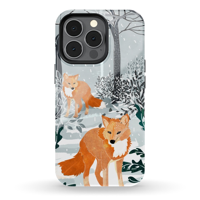 iPhone 13 pro StrongFit Fox Snow Walk by Uma Prabhakar Gokhale