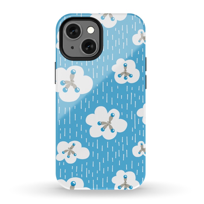 iPhone 13 mini StrongFit Clouds And Methane Molecules Blue Chemistry Geek by Boriana Giormova